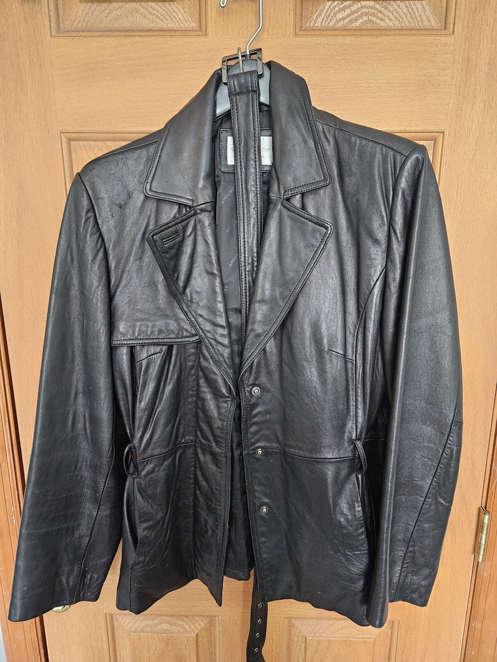 Worthington Black Leather Women's Jacket with Belt - Picture 2 of 16